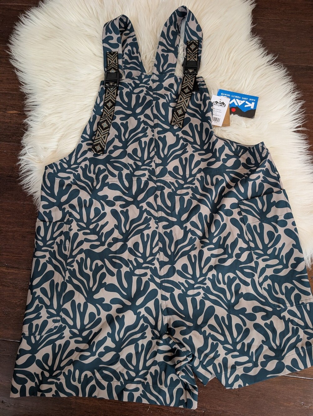 NWT NEW KAVU Overalls Romper Montanita Sea Garden Green Blue S Small - Picture 2 of 7